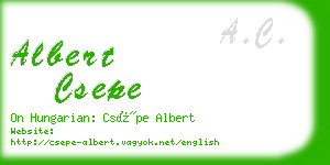 albert csepe business card